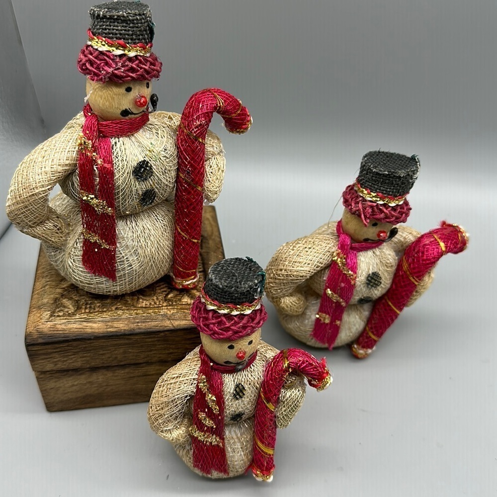 Vintage snowman family ornaments